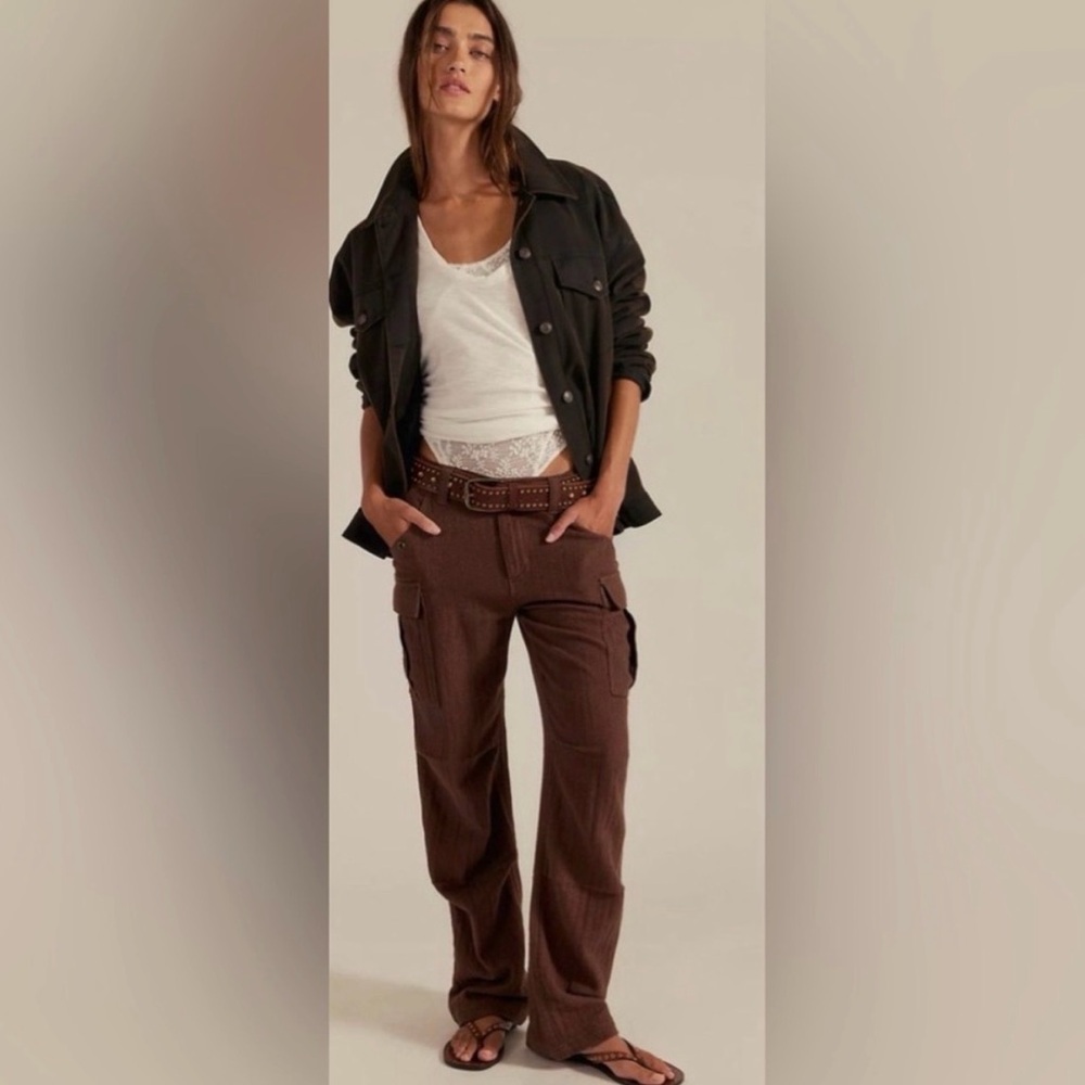 Free People We the Free Last Catch Check Pants. NWT. Brown combo. - Picture 6 of 6